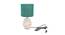 Isabella Dark Green Jute Shade Table Lamp With Wooden White Mango Wood Base (Wooden White & Dark Green) by Urban Ladder - Front View Design 1 - 531969