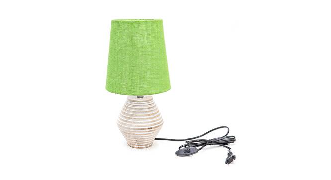Thalia Light Green Jute Shade Table Lamp With Wooden White Mango Wood Base (Wooden White & Light Green) by Urban Ladder - Front View Design 1 - 531976