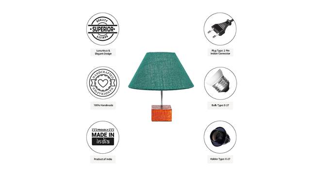 Kosmo Dark Green Jute Shade Table Lamp With Brown Mango Wood Base (Wooden & Dark Green) by Urban Ladder - Cross View Design 1 - 531981