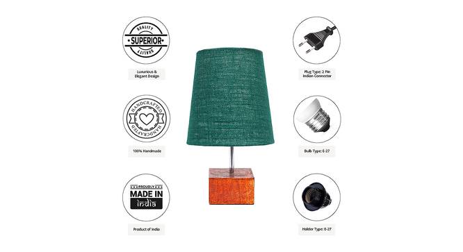Yin Dark Green Jute Shade Table Lamp With Brown Mango Wood Base (Wooden & Dark Green) by Urban Ladder - Cross View Design 1 - 531983