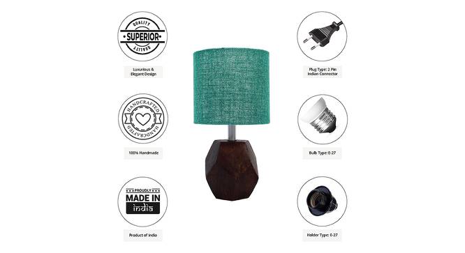 Walt Dark Green Jute Shade Table Lamp With Brown Mango Wood Base (Brown & Dark Green) by Urban Ladder - Cross View Design 1 - 531985