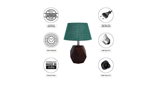 Liam Dark Green Jute Shade Table Lamp With Brown Mango Wood Base (Brown & Dark Green) by Urban Ladder - Cross View Design 1 - 531987