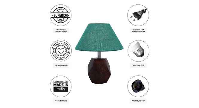 Ava Dark Green Jute Shade Table Lamp With Brown Mango Wood Base (Brown & Dark Green) by Urban Ladder - Cross View Design 1 - 531989