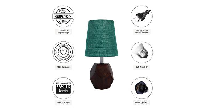 Louise Dark Green Jute Shade Table Lamp With Brown Mango Wood Base (Brown & Dark Green) by Urban Ladder - Cross View Design 1 - 531991