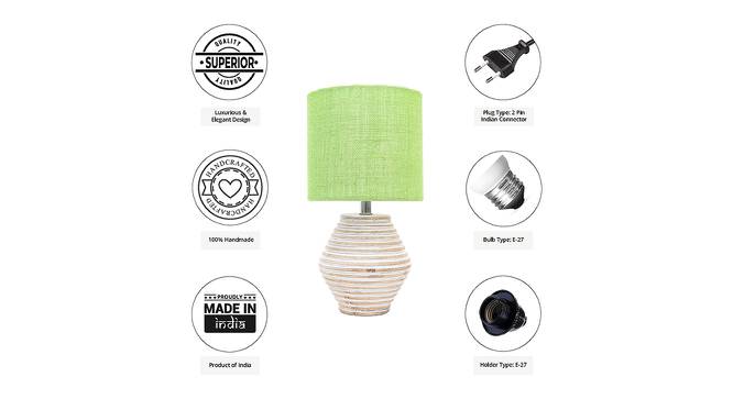 Oliver Light Green Jute Shade Table Lamp With Wooden White Mango Wood Base (Wooden White & Light Green) by Urban Ladder - Cross View Design 1 - 531994