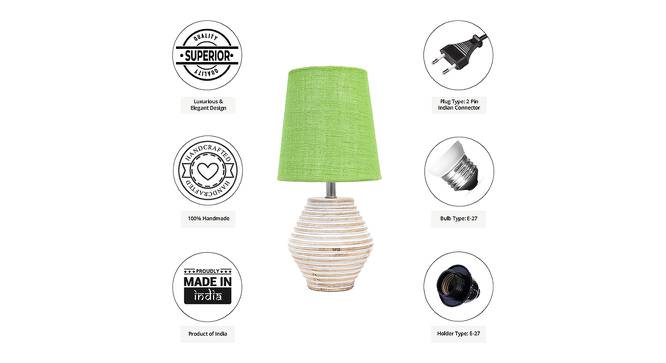 Thalia Light Green Jute Shade Table Lamp With Wooden White Mango Wood Base (Wooden White & Light Green) by Urban Ladder - Cross View Design 1 - 532000