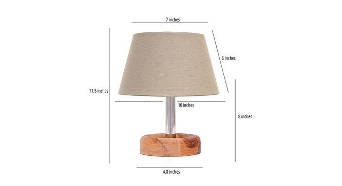 Cianna Grey Cotton Shade Table Lamp With Brown Mango Wood Base (Wooden & Grey) by Urban Ladder - Design 1 Dimension - 532001