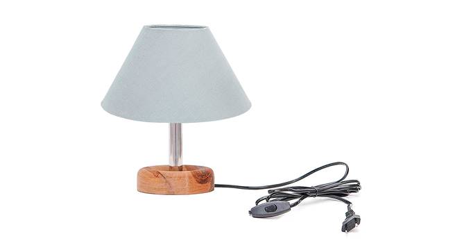 Guida Grey Cotton Shade Table Lamp With Brown Mango Wood Base (Wooden & Grey) by Urban Ladder - Front View Design 1 - 532051