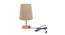 Bamby Grey Cotton Shade Table Lamp With Brown Mango Wood Base (Wooden & Grey) by Urban Ladder - Front View Design 1 - 532054