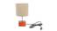 Skyler Grey Cotton Shade Table Lamp With Brown Mango Wood Base (Wooden & Grey) by Urban Ladder - Front View Design 1 - 532056