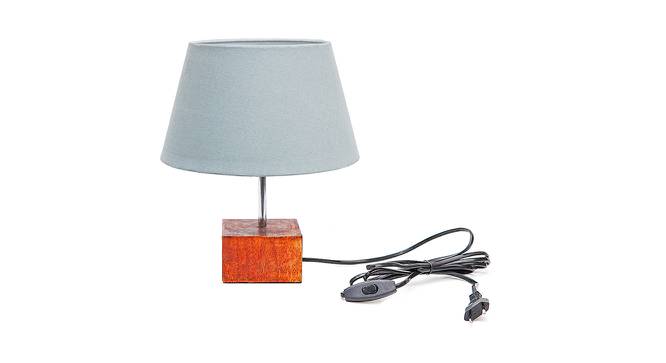 Kirby Grey Cotton Shade Table Lamp With Brown Mango Wood Base (Wooden & Grey) by Urban Ladder - Front View Design 1 - 532057