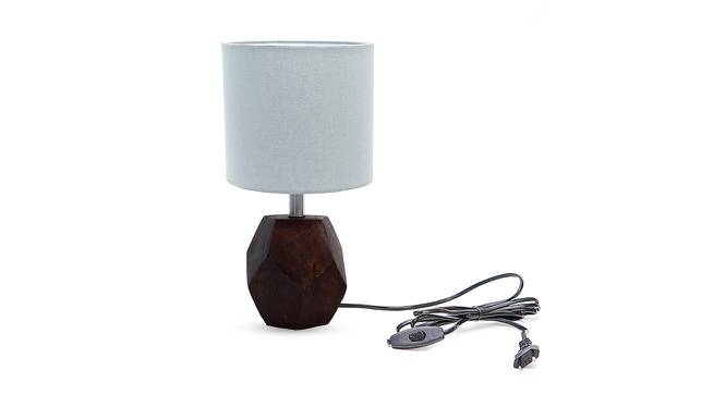 Eliana Grey Cotton Shade Table Lamp With Brown Mango Wood Base (Brown & Grey) by Urban Ladder - Front View Design 1 - 532063