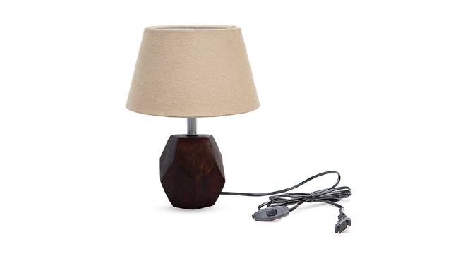Alyssa Grey Cotton Shade Table Lamp With Brown Mango Wood Base (Brown & Grey) by Urban Ladder - Front View Design 1 - 532066