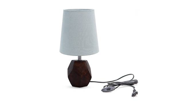 Shia Grey Cotton Shade Table Lamp With Brown Mango Wood Base (Brown & Grey) by Urban Ladder - Front View Design 1 - 532068