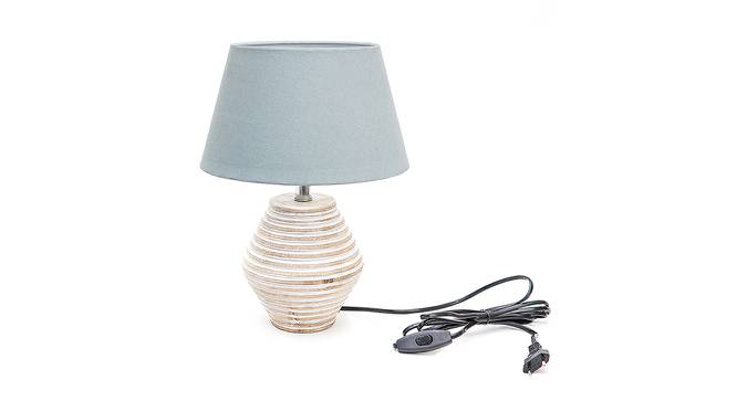 Lainey Grey Cotton Shade Table Lamp With Wooden White Mango Wood Base (Wooden White & Grey) by Urban Ladder - Front View Design 1 - 532072
