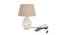 Lola Grey Cotton Shade Table Lamp With Wooden White Mango Wood Base (Wooden White & Grey) by Urban Ladder - Front View Design 1 - 532073