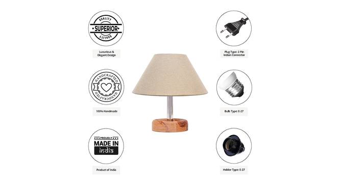 Andaro Grey Cotton Shade Table Lamp With Brown Mango Wood Base (Wooden & Grey) by Urban Ladder - Cross View Design 1 - 532077