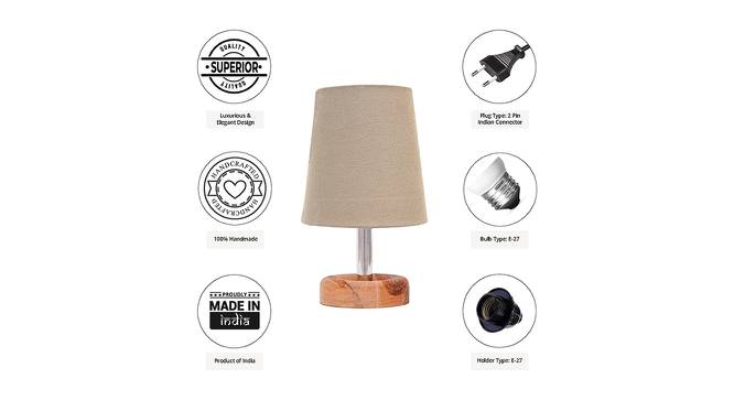 Bamby Grey Cotton Shade Table Lamp With Brown Mango Wood Base (Wooden & Grey) by Urban Ladder - Cross View Design 1 - 532079