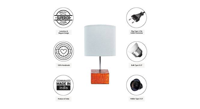 Simone Grey Cotton Shade Table Lamp With Brown Mango Wood Base (Wooden & Grey) by Urban Ladder - Cross View Design 1 - 532080