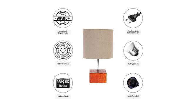 Skyler Grey Cotton Shade Table Lamp With Brown Mango Wood Base (Wooden & Grey) by Urban Ladder - Cross View Design 1 - 532081