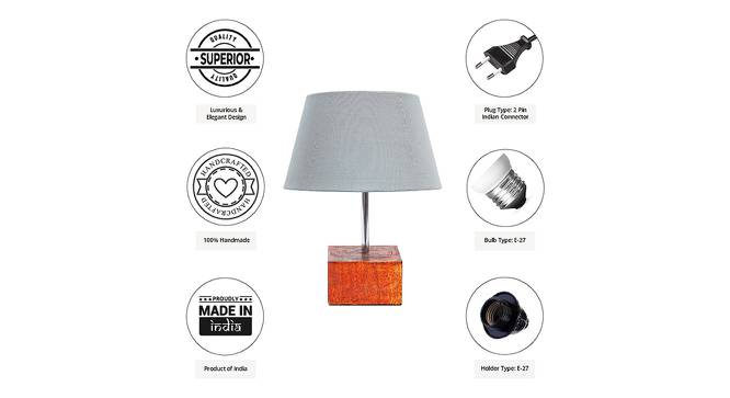 Kirby Grey Cotton Shade Table Lamp With Brown Mango Wood Base (Wooden & Grey) by Urban Ladder - Cross View Design 1 - 532082