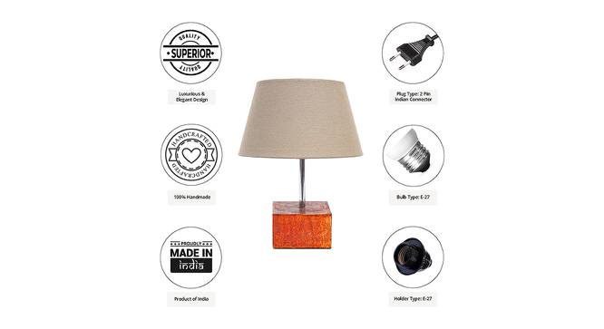Kobe Grey Cotton Shade Table Lamp With Brown Mango Wood Base (Wooden & Grey) by Urban Ladder - Cross View Design 1 - 532083