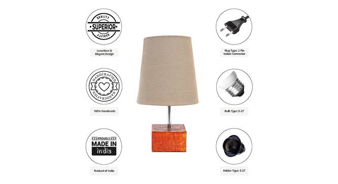 Tucker Grey Cotton Shade Table Lamp With Brown Mango Wood Base (Wooden & Grey) by Urban Ladder - Cross View Design 1 - 532087