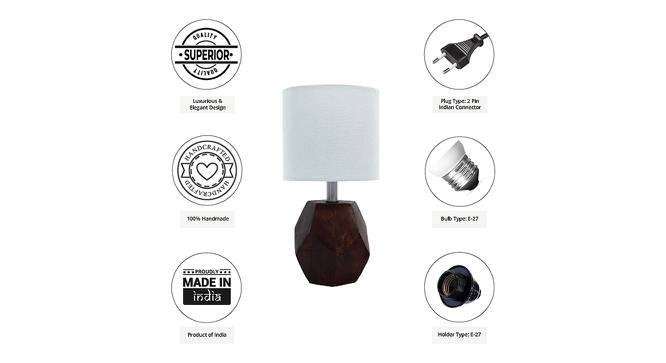 Eliana Grey Cotton Shade Table Lamp With Brown Mango Wood Base (Brown & Grey) by Urban Ladder - Cross View Design 1 - 532088