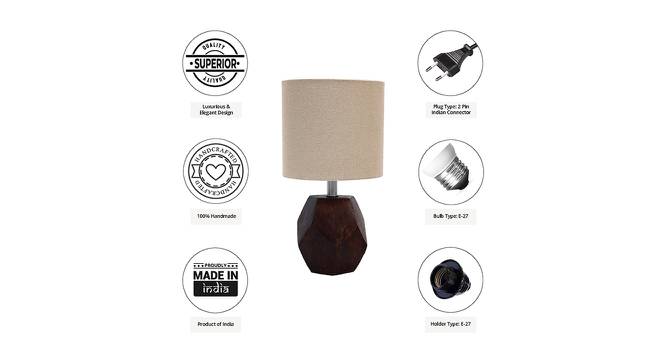 Lucas Grey Cotton Shade Table Lamp With Brown Mango Wood Base (Brown & Grey) by Urban Ladder - Cross View Design 1 - 532089