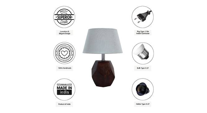 Riley Grey Cotton Shade Table Lamp With Brown Mango Wood Base (Brown & Grey) by Urban Ladder - Cross View Design 1 - 532090