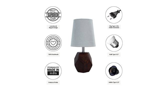 Shia Grey Cotton Shade Table Lamp With Brown Mango Wood Base (Brown & Grey) by Urban Ladder - Cross View Design 1 - 532093