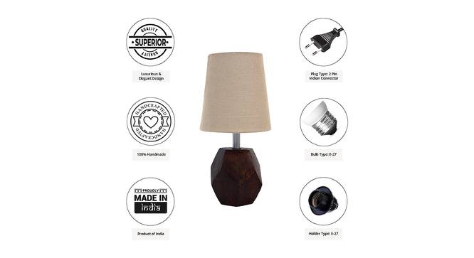 Austin Grey Cotton Shade Table Lamp With Brown Mango Wood Base (Brown & Grey) by Urban Ladder - Cross View Design 1 - 532094