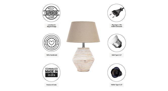 Lola Grey Cotton Shade Table Lamp With Wooden White Mango Wood Base (Wooden White & Grey) by Urban Ladder - Cross View Design 1 - 532098