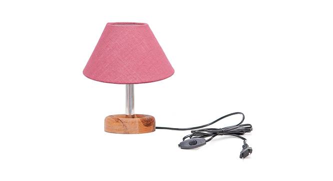 Bianka Pink Jute Shade Table Lamp With Brown Mango Wood Base (Wooden & Pink) by Urban Ladder - Front View Design 1 - 532146