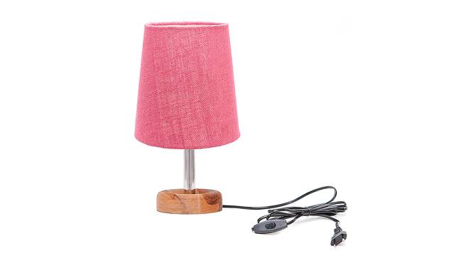 Graziano Pink Jute Shade Table Lamp With Brown Mango Wood Base (Wooden & Pink) by Urban Ladder - Front View Design 1 - 532148