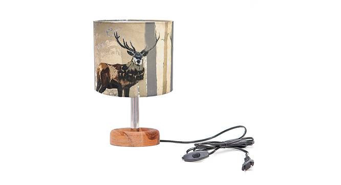 Vedette Multicolor Silk Shade Table Lamp With Brown Mango Wood Base by Urban Ladder - Front View Design 1 - 532151