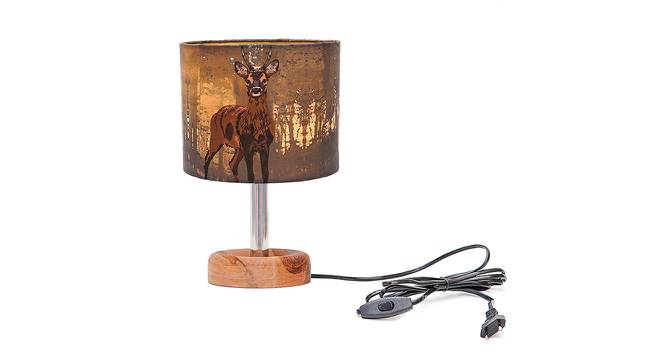Fabrienne Multicolor Silk Shade Table Lamp With Brown Mango Wood Base by Urban Ladder - Front View Design 1 - 532154