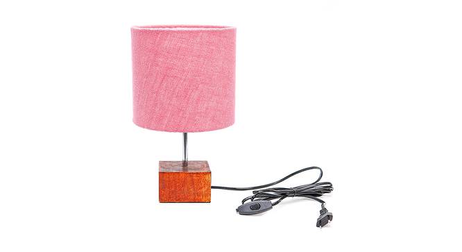 Sheba Pink Jute Shade Table Lamp With Brown Mango Wood Base (Wooden & Pink) by Urban Ladder - Front View Design 1 - 532155