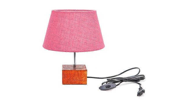 Weaver Pink Jute Shade Table Lamp With Brown Mango Wood Base (Wooden & Pink) by Urban Ladder - Front View Design 1 - 532156