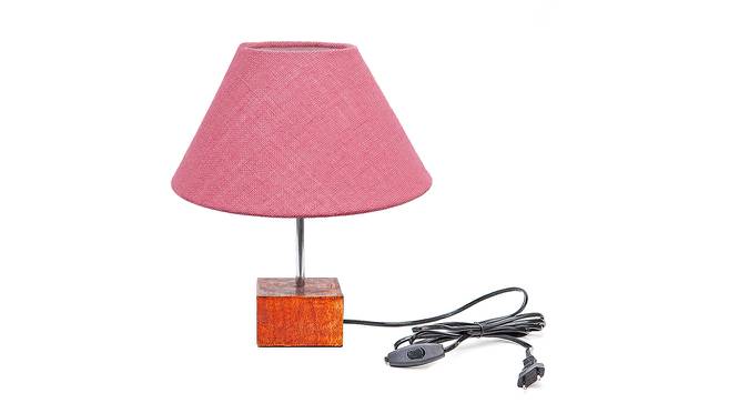 Kramer Pink Jute Shade Table Lamp With Brown Mango Wood Base (Wooden & Pink) by Urban Ladder - Front View Design 1 - 532157
