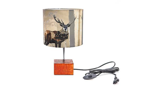 Bentley Multicolor Silk Shade Table Lamp With Brown Mango Wood Base by Urban Ladder - Front View Design 1 - 532159