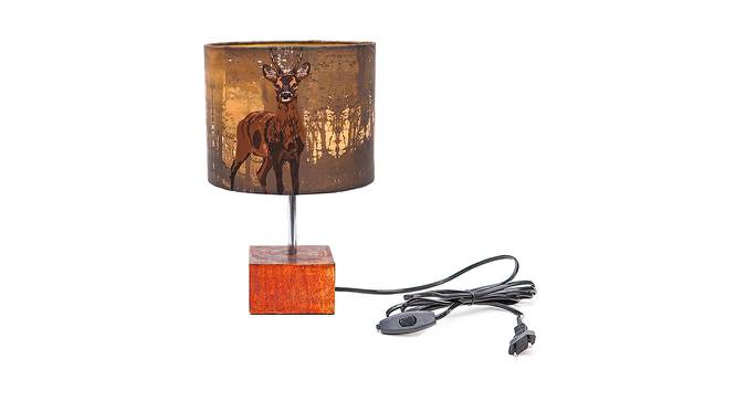 Jax Multicolor Silk Shade Table Lamp With Brown Mango Wood Base by Urban Ladder - Front View Design 1 - 532161