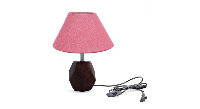 Olivia Pink Jute Shade Table Lamp With Brown Mango Wood Base (Brown & Pink) by Urban Ladder - Front View Design 1 - 532164
