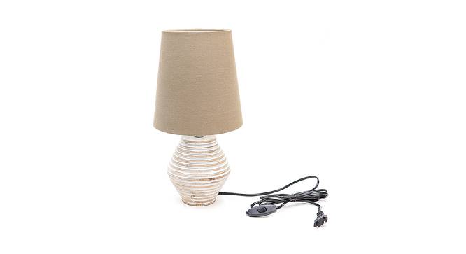 Berkley Grey Cotton Shade Table Lamp With Wooden White Mango Wood Base (Wooden White & Grey) by Urban Ladder - Front View Design 1 - 532171