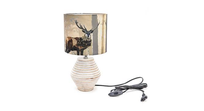 Clare Multicolor Silk Shade Table Lamp With Wooden White Mango Wood Base by Urban Ladder - Front View Design 1 - 532172