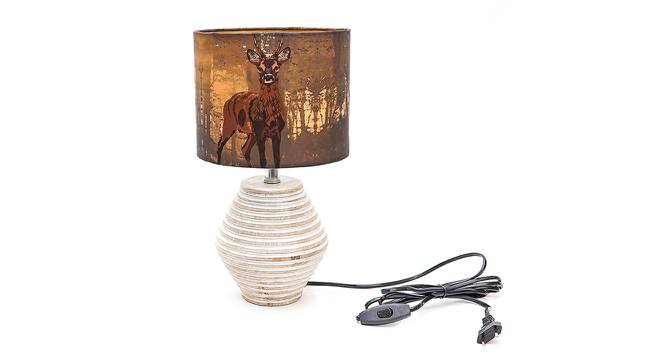 Daynah Multicolor Silk Shade Table Lamp With Wooden White Mango Wood Base by Urban Ladder - Front View Design 1 - 532174