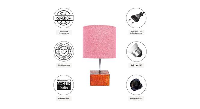Sheba Pink Jute Shade Table Lamp With Brown Mango Wood Base (Wooden & Pink) by Urban Ladder - Cross View Design 1 - 532180
