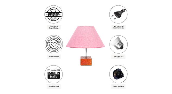 Kramer Pink Jute Shade Table Lamp With Brown Mango Wood Base (Wooden & Pink) by Urban Ladder - Cross View Design 1 - 532182