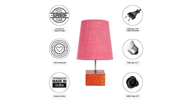 Yogi Pink Jute Shade Table Lamp With Brown Mango Wood Base (Wooden & Pink) by Urban Ladder - Cross View Design 1 - 532183
