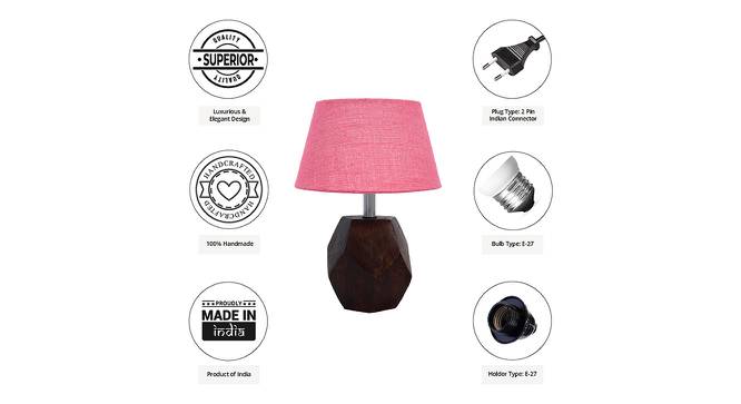 Atlas Pink Jute Shade Table Lamp With Brown Mango Wood Base (Brown & Pink) by Urban Ladder - Cross View Design 1 - 532188